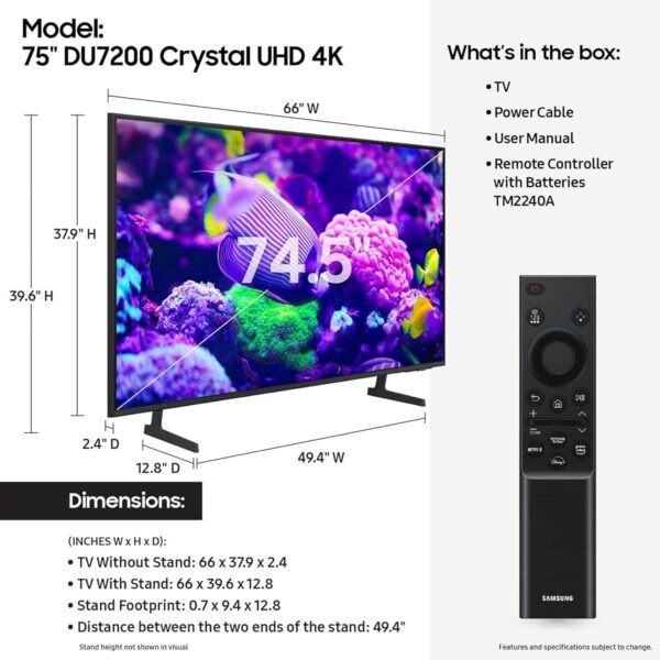 Samsung Crystal UHD 75″ 4K CU7000 – Image 2